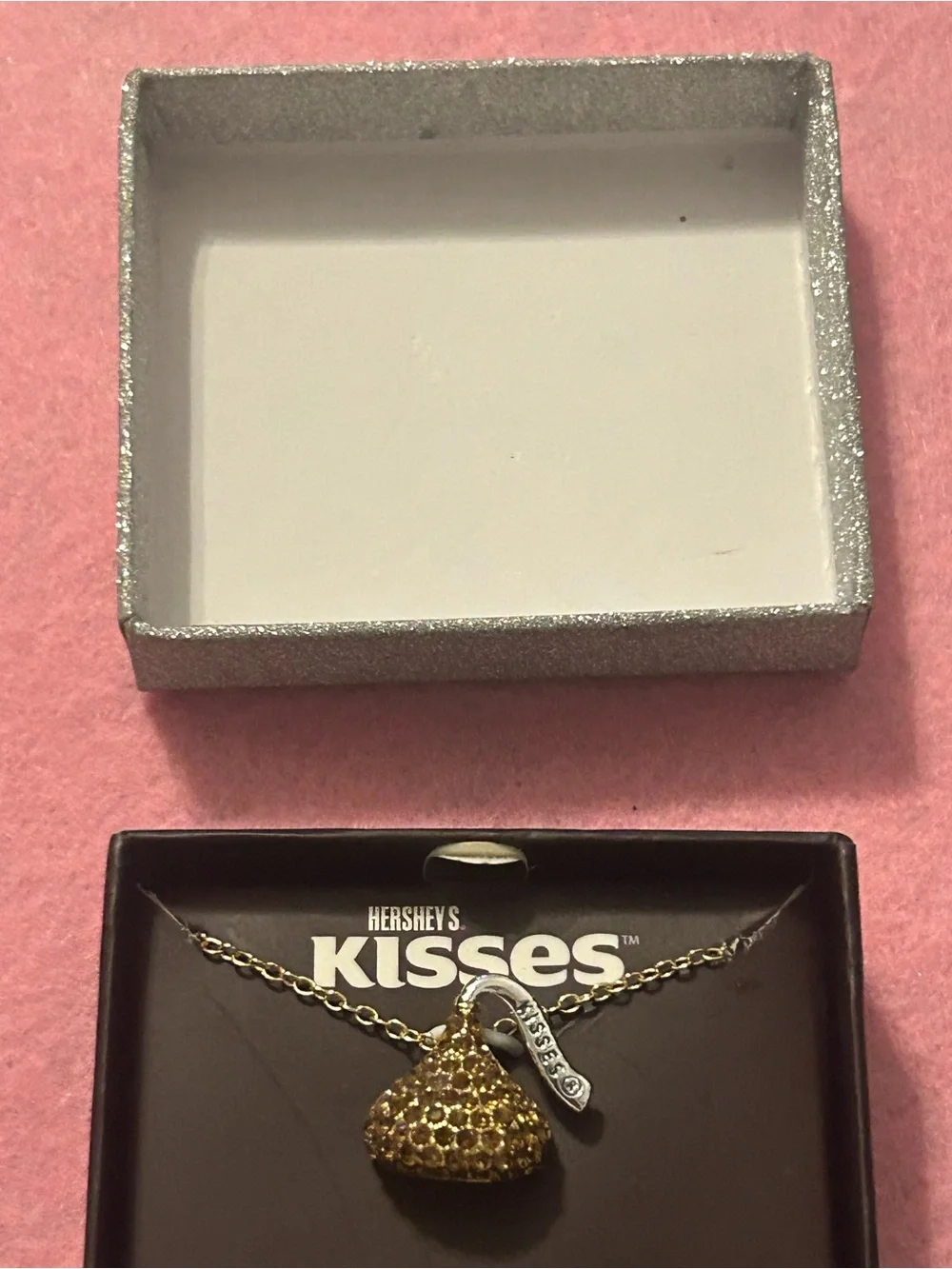 Hershey’s Kisses 18KT gold flash Crystal Pendant Necklace